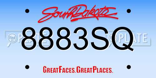 8883SQ South Dakota License Plate