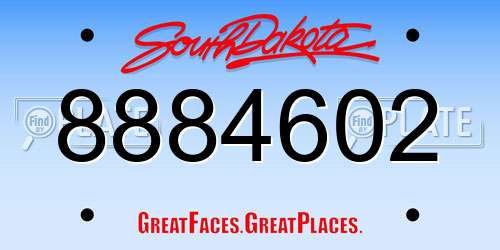 8884602 South Dakota License Plate