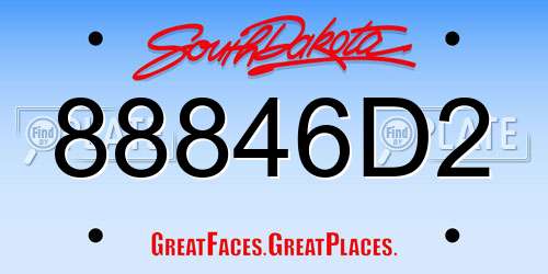 88846D2 South Dakota License Plate