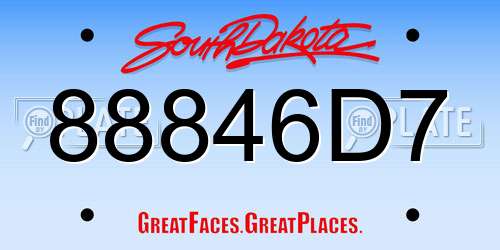 88846D7 South Dakota License Plate