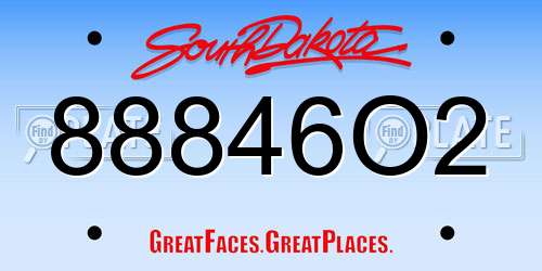 88846O2 South Dakota License Plate