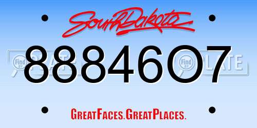 88846O7 South Dakota License Plate