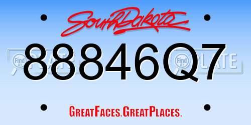 88846Q7 South Dakota License Plate