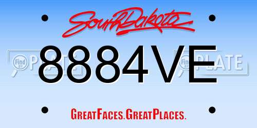 8884VE South Dakota License Plate