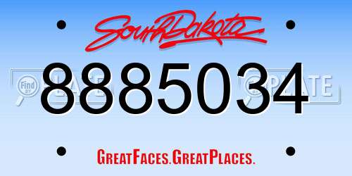 8885034 South Dakota License Plate