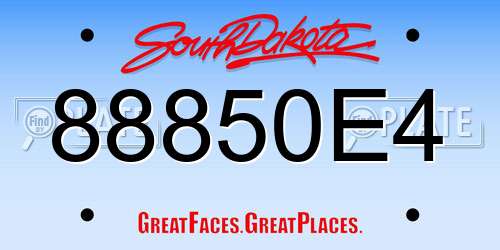 88850E4 South Dakota License Plate