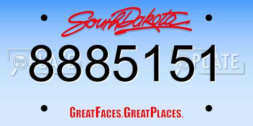 8885151 South Dakota License Plate