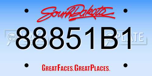 88851B1 South Dakota License Plate
