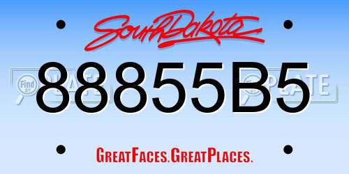 88855B5 South Dakota License Plate