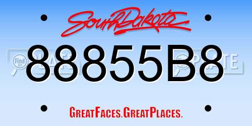 88855B8 South Dakota License Plate