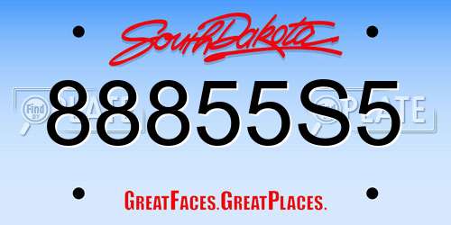 88855S5 South Dakota License Plate
