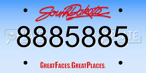 8885885 South Dakota License Plate