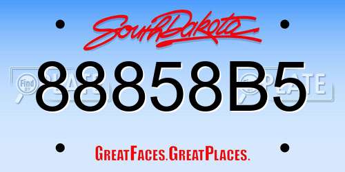 88858B5 South Dakota License Plate