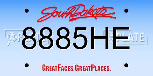 8885HE South Dakota License Plate