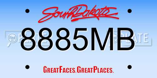 8885MB South Dakota License Plate