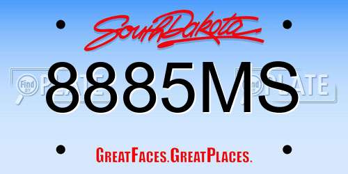 8885MS South Dakota License Plate