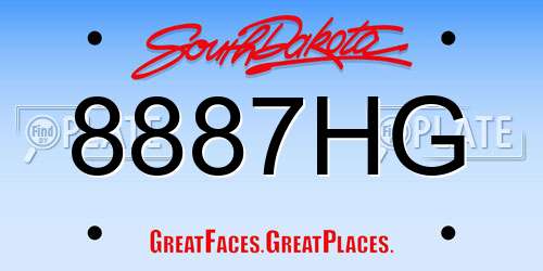 8887HG South Dakota License Plate