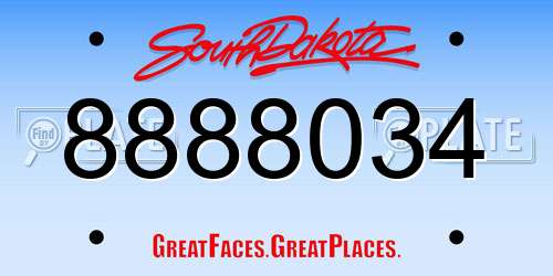 8888034 South Dakota License Plate