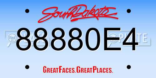 88880E4 South Dakota License Plate