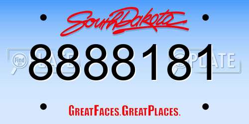 8888181 South Dakota License Plate