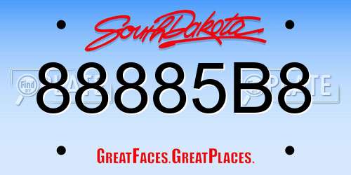 88885B8 South Dakota License Plate