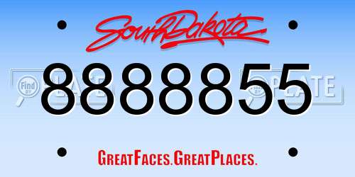 8888855 South Dakota License Plate