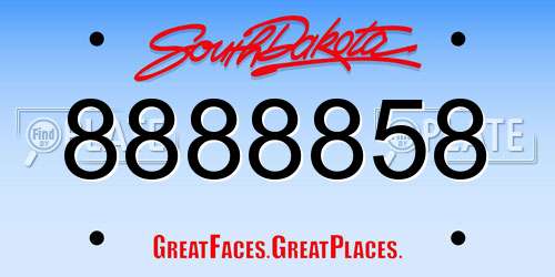8888858 South Dakota License Plate