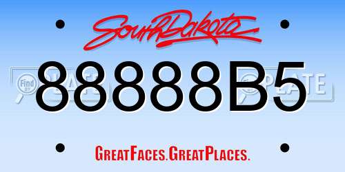 88888B5 South Dakota License Plate