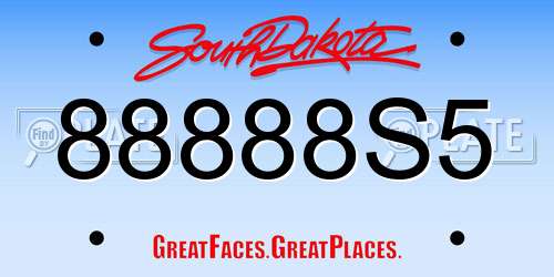 88888S5 South Dakota License Plate
