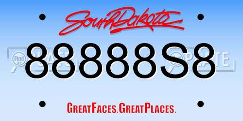 88888S8 South Dakota License Plate