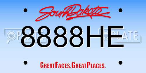 8888HE South Dakota License Plate