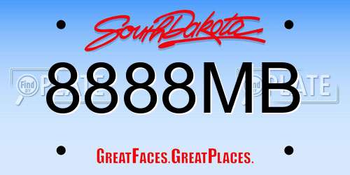 8888MB South Dakota License Plate