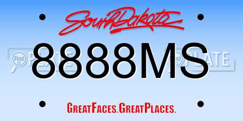 8888MS South Dakota License Plate