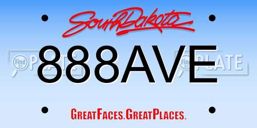 888AVE South Dakota License Plate