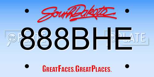 888BHE South Dakota License Plate