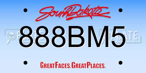 888BM5 South Dakota License Plate
