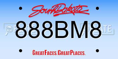 888BM8 South Dakota License Plate