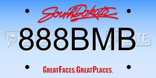 888BMB South Dakota License Plate