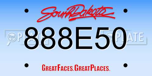 888E50 South Dakota License Plate