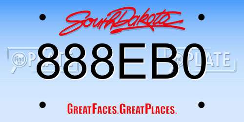 888EB0 South Dakota License Plate