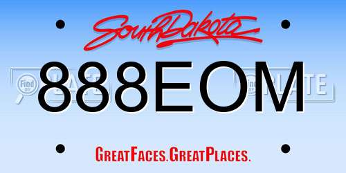 888EOM South Dakota License Plate