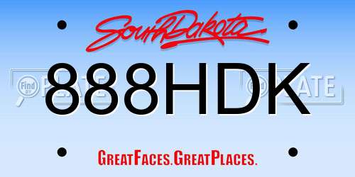 888HDK South Dakota License Plate