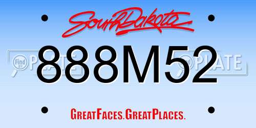 888M52 South Dakota License Plate