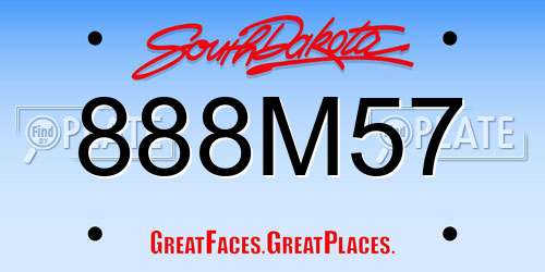888M57 South Dakota License Plate