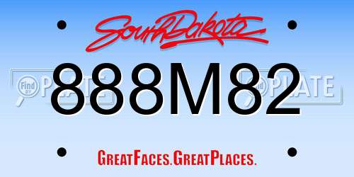 888M82 South Dakota License Plate