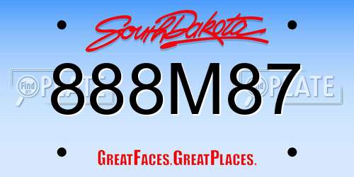 888M87 South Dakota License Plate