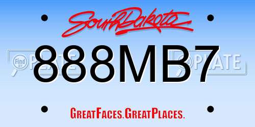 888MB7 South Dakota License Plate