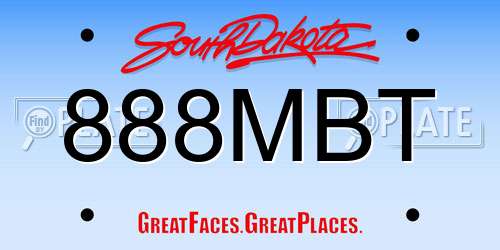888MBT South Dakota License Plate