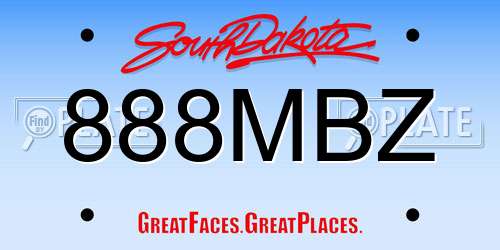 888MBZ South Dakota License Plate