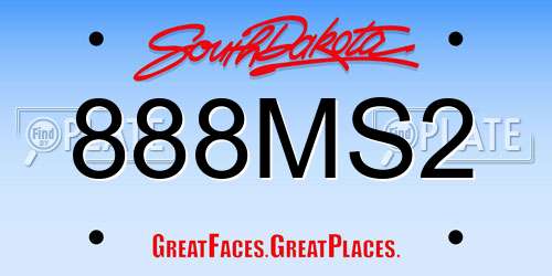 888MS2 South Dakota License Plate
